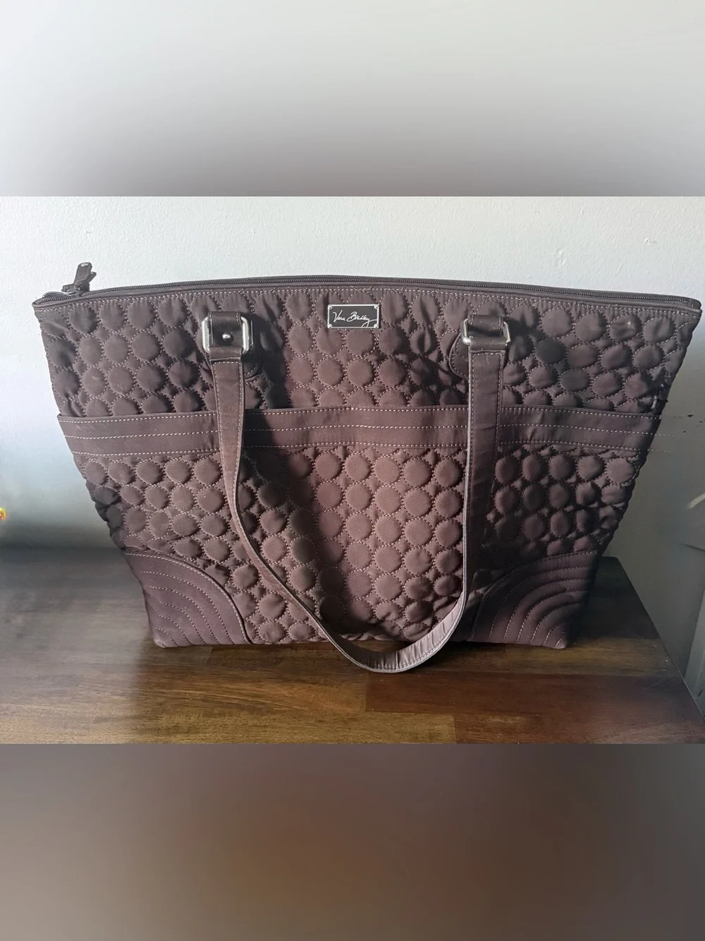 Vera Bradley Diaper Tote Bag Espresso Brown Microfiber Large